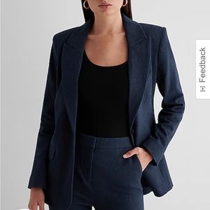Express Editor Twill One Button Blazer size 8 Heather Blue